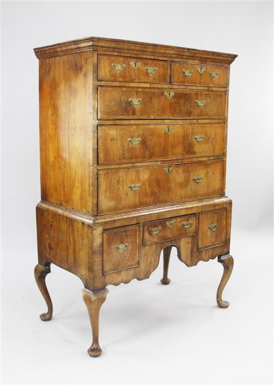 An 18th century walnut chest on stand, W.3ft 2in.